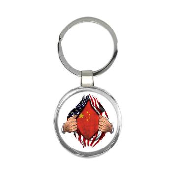 China : Gift Keychain Flag USA American Chest Chinese Expat Country