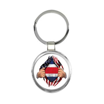Costa Rica : Gift Keychain Flag USA American Costa Rican Chest Expat Country