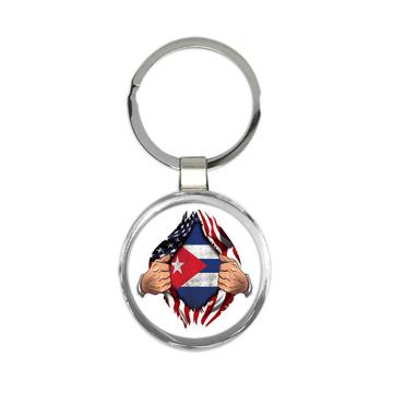 Cuba : Gift Keychain Flag USA Chest American Cuban Expat Country Made In USA