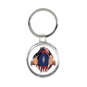 Guam : Gift Keychain Flag USA American Chest Guamanian Expat Country
