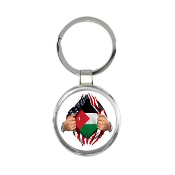 Jordan : Gift Keychain Flag USA Chest American Jordanian Expat Country