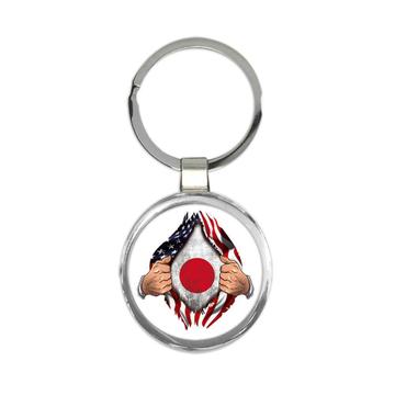 Japan : Gift Keychain Flag USA American Chest Japanese Expat Country