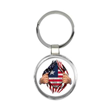 Liberia : Gift Keychain Flag USA Chest American Liberian Expat Country