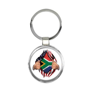 South Africa : Gift Keychain Flag USA American Chest South African Expat Country
