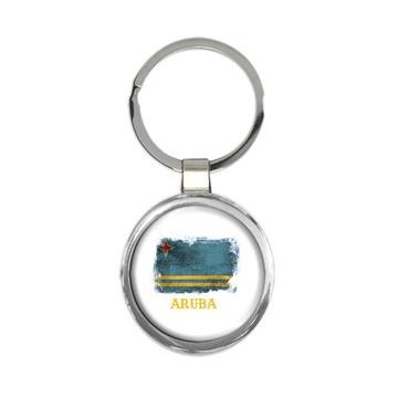 Aruba Flag Distressed : Gift Keychain Aruban Pride North America Country Souvenir Vintage Print