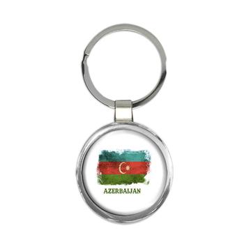 Azerbaijan Azerbaijani Flag : Gift Keychain Distressed Print Europe Country Souvenir Prose Patriotic