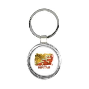 Bhutan Bhutanese Flag : Gift Keychain Asia Asian Country Souvenir Patriotic Vintage Distressed Art