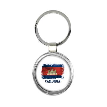 Cambodia Cambodian Flag : Gift Keychain Asia Asian Country Souvenir Patriotic Vintage Distressed