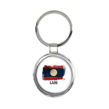 Laos Lao Flag : Gift Keychain Distressed Art Asia Asian Country Souvenir Patriotic Vintage Pride