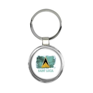 Saint Lucia Flag : Gift Keychain Distressed North American Country Pride Souvenir National Vintage