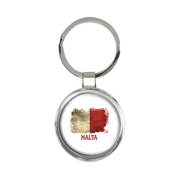 Malta Maltese Flag : Gift Keychain Distressed Europe European Country Souvenir National Vintage