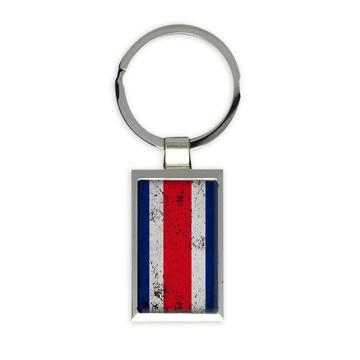 Costa Rica : Gift Keychain Flag Retro Artistic Costa Rican Expat Country