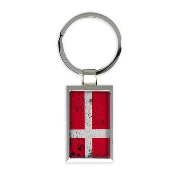 Denmark : Gift Keychain Flag Retro Artistic Danish Expat Country