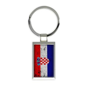Croatia : Gift Keychain Flag Retro Artistic Croatian Expat Country