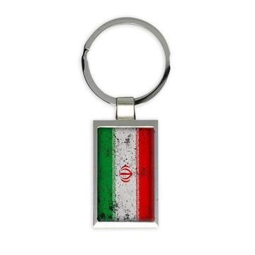 Iran : Gift Keychain Flag Retro Artistic Iranian Expat Country Made in USA