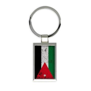Jordan : Gift Keychain Flag Retro Artistic Jordanian Expat Country