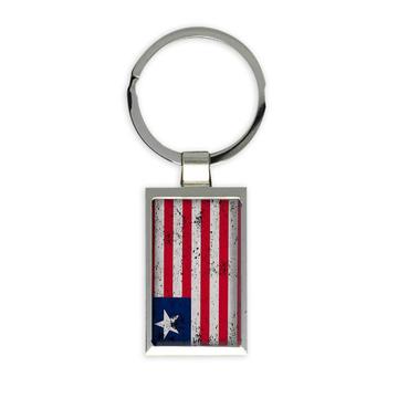 Liberia : Gift Keychain Flag Retro Artistic Liberian Expat Country