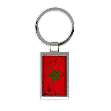Morocco : Gift Keychain Flag Retro Artistic Moroccan Expat Country