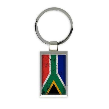South Africa : Gift Keychain Flag Retro Artistic South African Expat Country