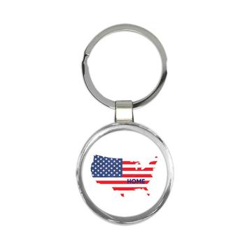 USA Home Map Flag : Gift Keychain Americana United States American Country