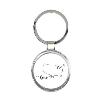 USA Home Map : Gift Keychain Americana United States American Outline Country