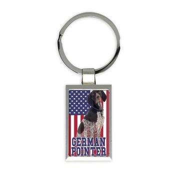 German Pointer USA : Gift Keychain Flag American Dog Lover Pet United States Cute