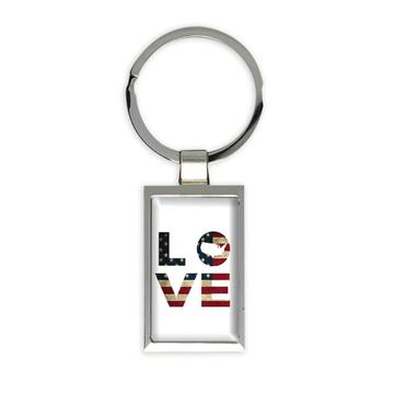 Love American : Gift Keychain Flag USA United States Map Patriotic