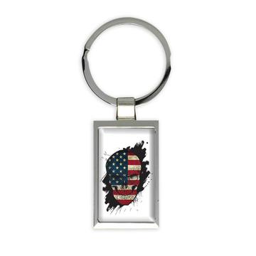 Skull American : Gift Keychain Flag USA United States Patriotic Stars & Stripes