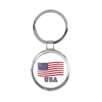 USA Distressed : Gift Keychain Flag Americana United States Patriotic American