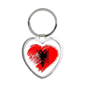 Albanian Heart : Gift Keychain Albania Country Expat Flag Patriotic Flags National
