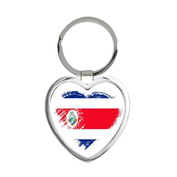 Costa Rican Heart : Gift Keychain Costa Rica Country Expat Flag