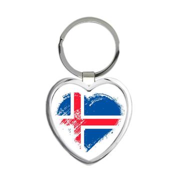 Icelandic Heart : Gift Keychain Iceland Country Expat Flag Patriotic Flags National