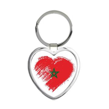 Moroccan Heart : Gift Keychain Morocco Country Expat Flag Patriotic Flags National