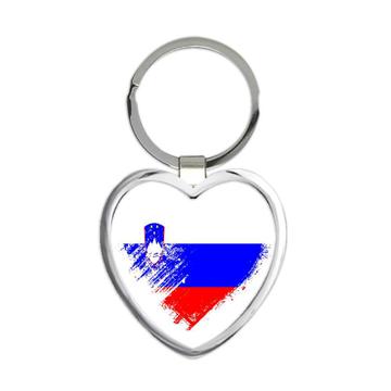 Slovenian Heart : Gift Keychain Slovenia Country Expat Flag