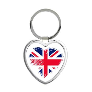 British Heart : Gift Keychain United Kingdom Country Expat Flag
