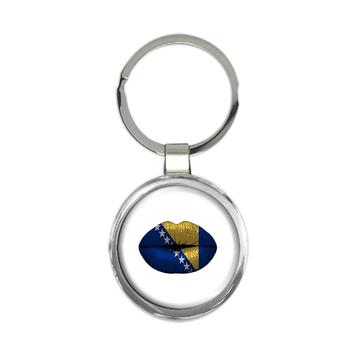 Lips Bosnia And Herzegovina Flag : Gift Keychain Expat Country For Her Woman Feminine Souvenir Sexy