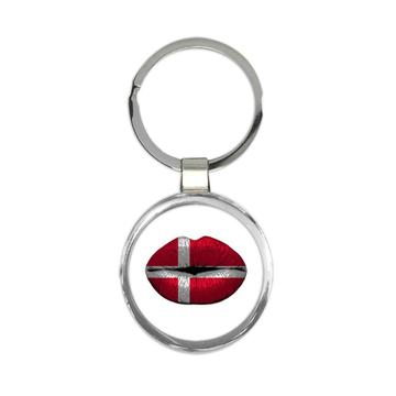 Lips Danish Flag : Gift Keychain Denmark Expat Country For Her Woman Feminine Women Sexy Flags Lipstick
