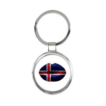 Lips Icelandic Flag : Gift Keychain Iceland Expat Country For Her Woman Feminine Women Sexy Flags Lipstick