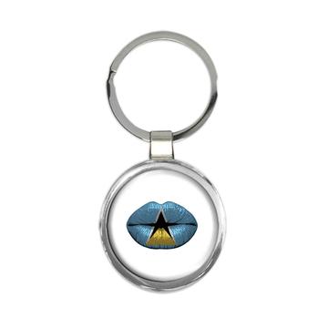 Lips Saint Lucia Flag : Gift Keychain Expat Country For Her Women Woman Feminine Sexy Souvenir