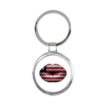 Lips Liberian Flag : Gift Keychain Liberia Expat Country For Her Woman Feminine Women Sexy Flags Lipstick