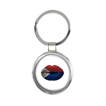 Lips Saint Martin Flag : Gift Keychain Expat Country For Her Woman Women Feminine Sexy Souvenir