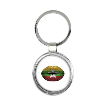 Lips Myanmar Flag : Gift Keychain Expat Country For Her Women Woman Feminine Sexy Souvenir