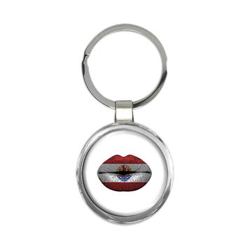 Lips French Polynesia Flag : Gift Keychain Expat Country For Her Woman Feminine Souvenir Sexy