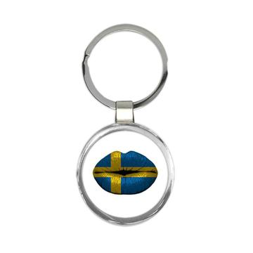 Lips Swedish Flag : Gift Keychain Sweden Expat Country For Her Woman Feminine Women Sexy Flags Lipstick