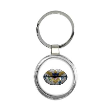 Lips US Virgin Islands Flag : Gift Keychain Woman Expat Country For Her Women Feminine Sexy