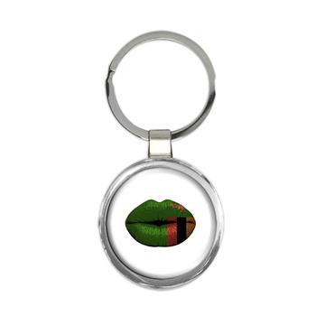 Lips Zambian Flag : Gift Keychain Zambia Expat Country For Her Woman Feminine Souvenir Sexy