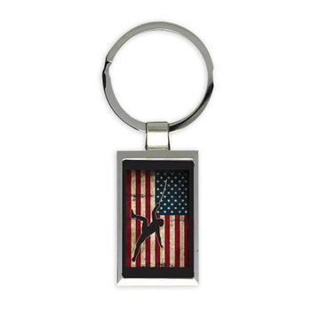 American Fencer : Gift Keychain USA Flag United States Fencing Fight Sport Lover America