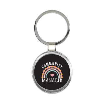 For Best Community Manager : Gift Keychain Cute Art Print Hearts Occupation Stripes