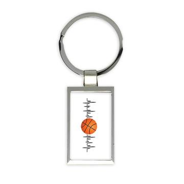 Basketball Lover Heartline : Gift Keychain Team Sport Action Athlete Dad Father Cute Art Print