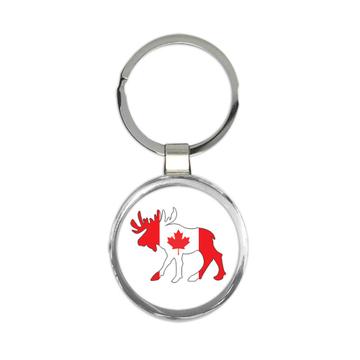 Canada Flag : Gift Keychain For Canadian Patriot Elk Animal Maple Leaf Cute Funny EH Team